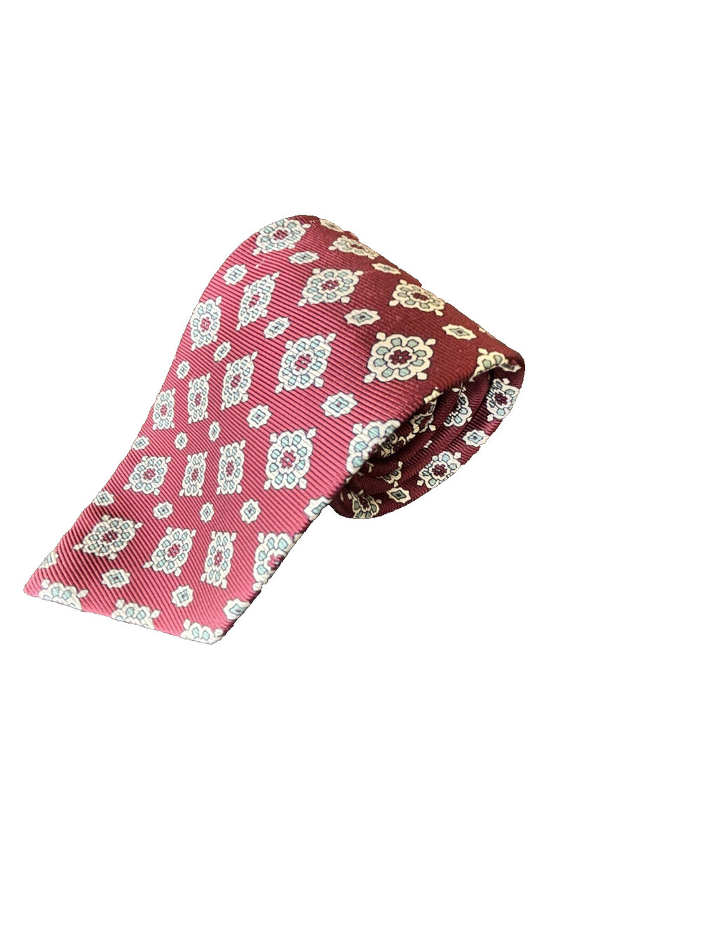 Vintage Polo Ralph Lauren Men's Burgundy Silk Geometric Medallion Tie